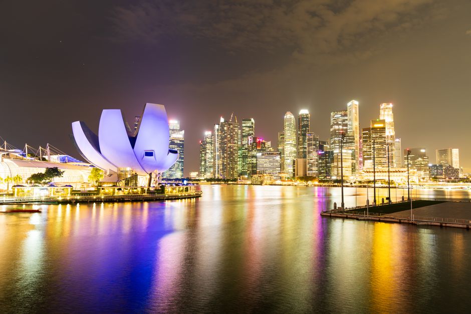 Singapore skyline at night